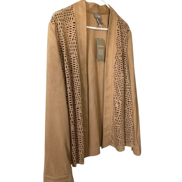 Chico’s Easy Faux Suede Perforated Jacket in Arabian Camel - Picture 6 of 15